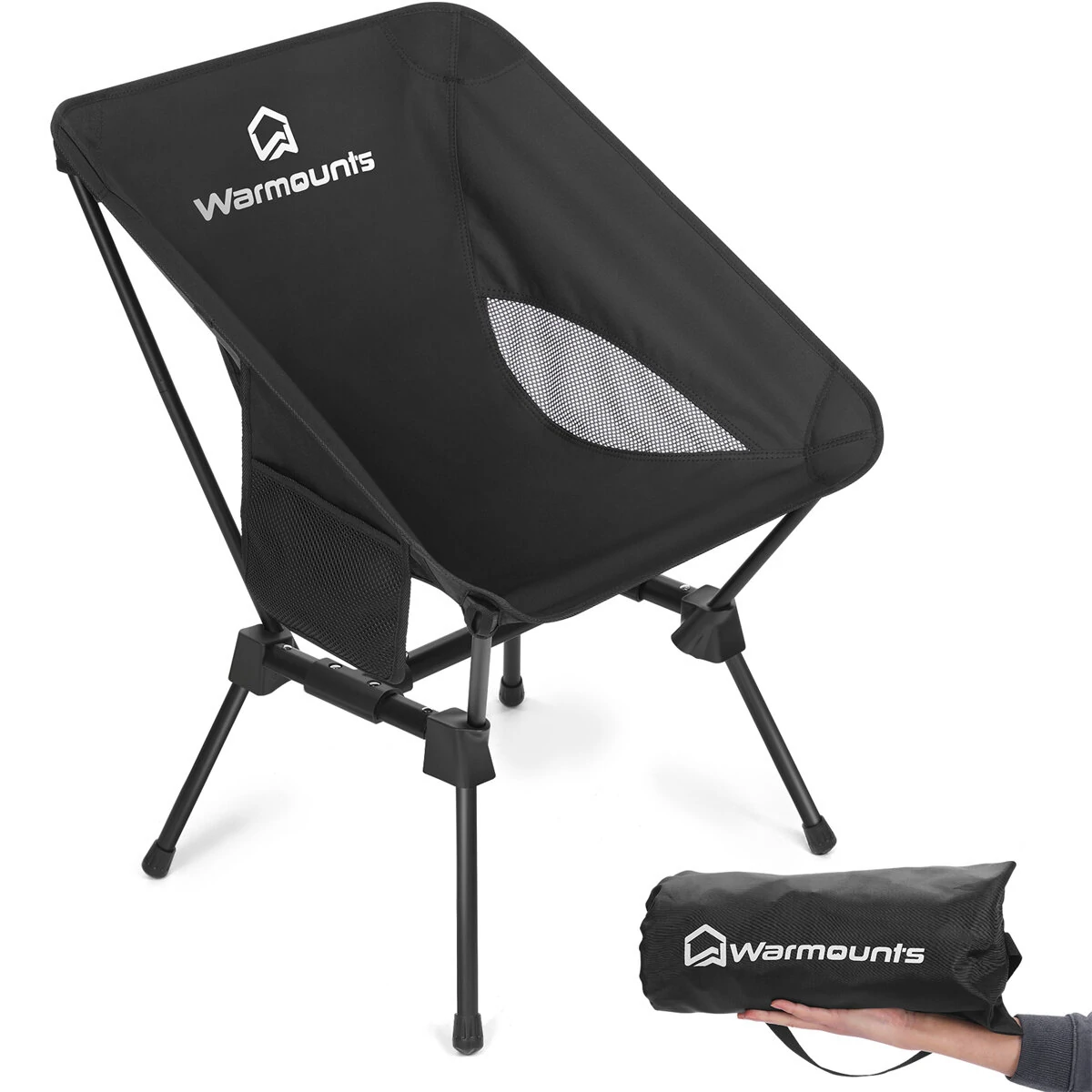 2Pcs WARMOUNTS Portable Camping Chair, 400LBS Folding Backpacking Chair Side Pocket Carrying Bag, Ultralight Compact Beach Chair for Picnic Hiking Fishing (image for) 2Pcs WARMOUNTS Portable Camping Chair, 400LBS Folding Backpacking Chair Side Pocket Carrying Bag, Ultralight Compact Beach Chair for Picnic Hiking Fishing
