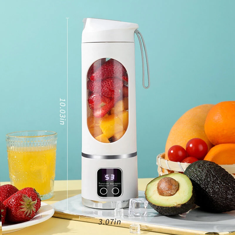 (image for) 450ml Portable Juicer Cup 12 Blade Head USB Charging Mini Blender Electric Juicer 3 Gears Double Cover Fruit Mixer