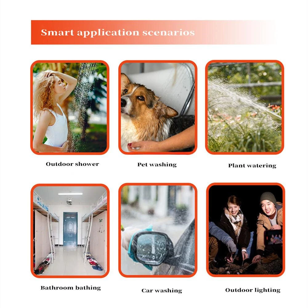 (image for) IPRee Outdoor Shower Pump Dormitory Camping Portable 2-in-1 Electric Shower Emergency Lighting Portable Camping Shower