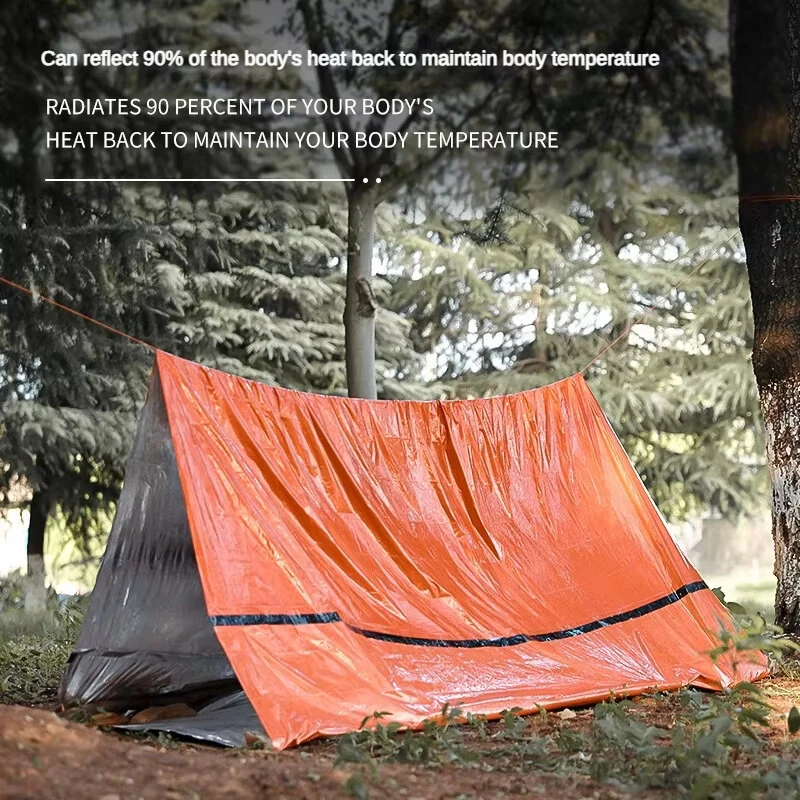 (image for) Portable Outdoor Disaster Relief Tent Camping Temporary Simple Sleeping Bag Warm First Aid Blanket Triangular Tent